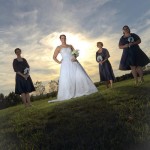 bridal-party-outdoors-sunset